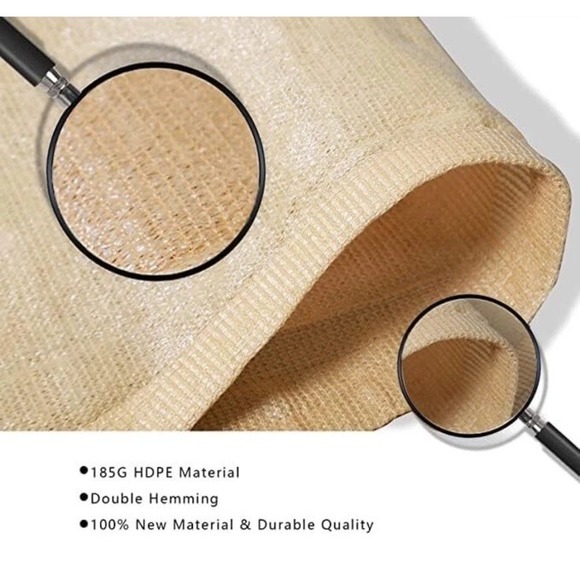 Beige Square Shade Sun Sail Canopy 6x8' UV Protection Water Permeable Outdoor - Picture 3 of 6